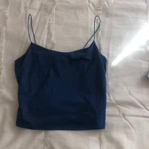 Blue Spaghetti Strap Crop Top